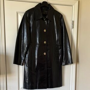 Coach Black Trench Coat Sleek Glossy Finish
